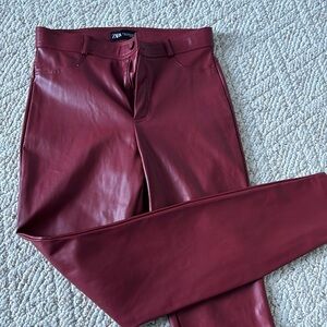 Red Leather Zara Pants
